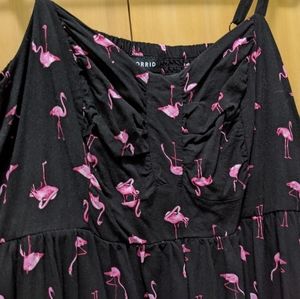 Black summer dress with Pink Flamingo Print